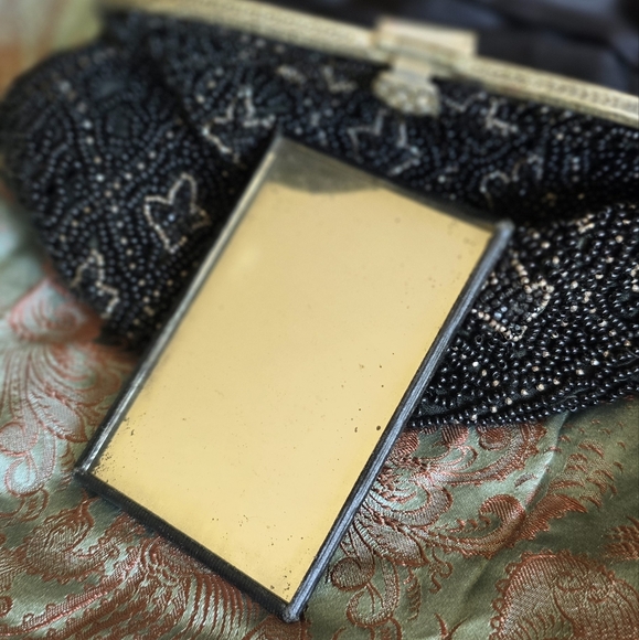 Micro beaded Black Antique Purse Wristlet or Belt Loop -  Handmade 1920s - - Picture 9 of 10